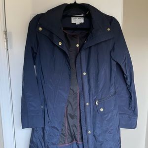 Cole Haan Navy Blue Rain Jacket Lightweight Gold Detail Packable